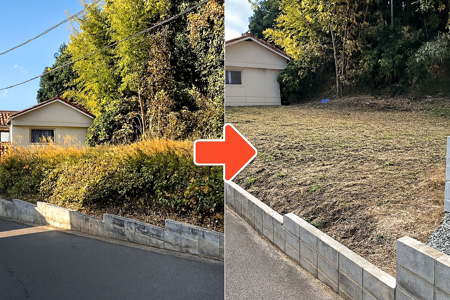 草刈り作業のビフォーアフター